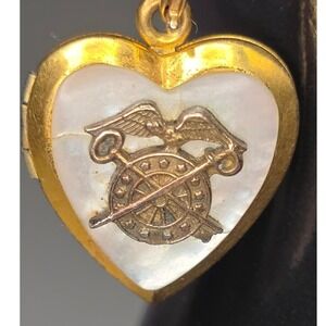 Military Artillery Insignia Heart Locket 1/20 12K Gold Filled Necklace